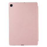 Samsung Galaxy Tab S6 Lite (2020-2024) Magnetisk Tri-Fold flip-deksel i skinn med. Blyantholder - Rose gull