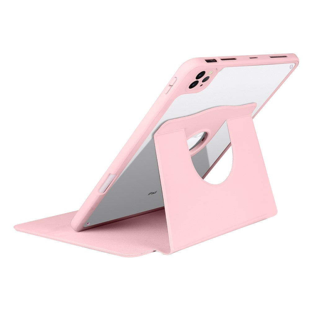 iPad Pro 12,9" (2022 / 2021 / 2020 / 2018) Hybrid Flip Cover Apple blyantholder - rosa / gjennomsiktig