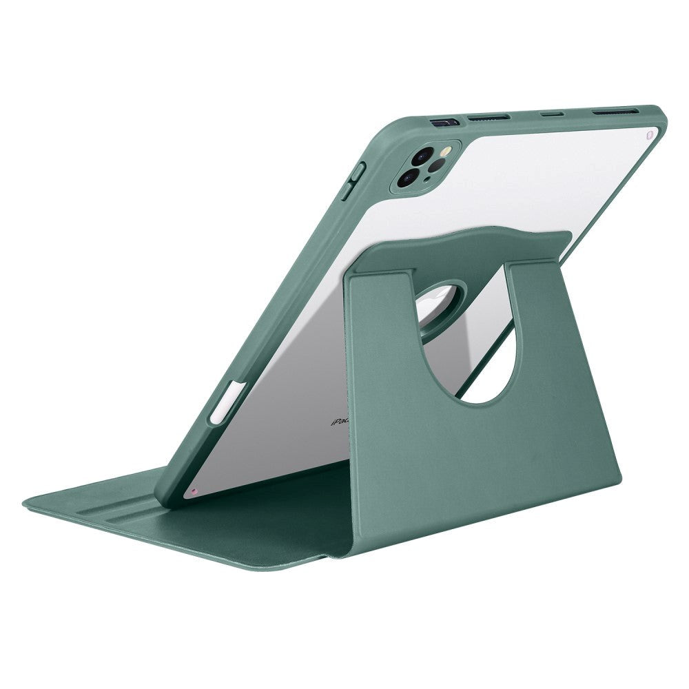 iPad Pro 12,9" (2022 / 2021 / 2020 / 2018) Hybrid Flip Cover Apple blyantholder - grønn / gjennomsiktig