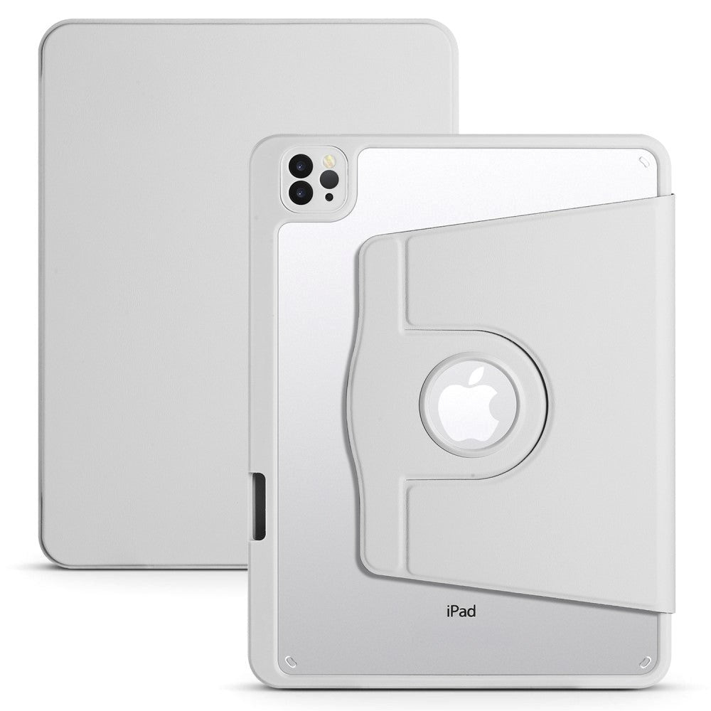 iPad Pro 12,9" (2022 / 2021 / 2020 / 2018) Hybrid Flip Cover Apple blyantholder - grå / gjennomsiktig