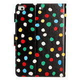 iPad Pro 9.7 (2016) / iPad Air / iPad Air 2 / iPad 9.7 (2017/2018) Leather Flip Cover m. Fargede prikker - svart / multi
