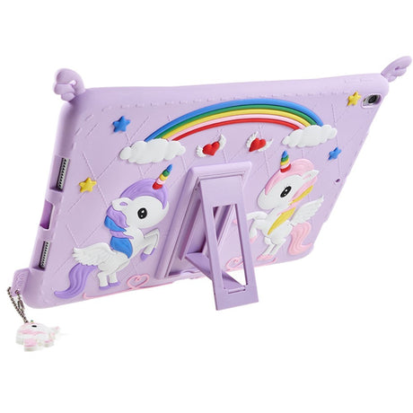 iPad 10,2" (2021 / 2020 / 2019) / Air 10,5" (2019) / Pro 10,5" silikon bakdeksel med stativ, trykk og stropp - Unicorn