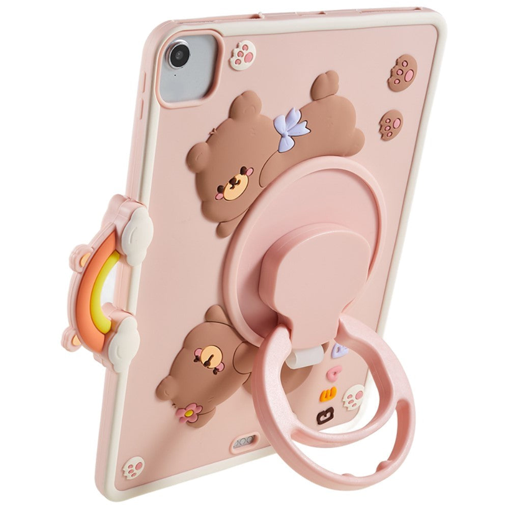 iPad Air (2022 / 2020) / Pro 11 (2022 / 2021 / 2020 / 2018) Fleksibelt silikonbakdeksel m. Stativ &amp; penneholder - bjørner