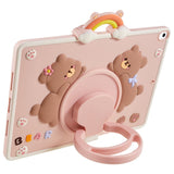 iPad 10,2" (2021 / 2020 / 2019) / Air 10,5" (2019) / Pro 10,5" fleksibelt silikon bakdeksel med stativ og penneholder - Bears