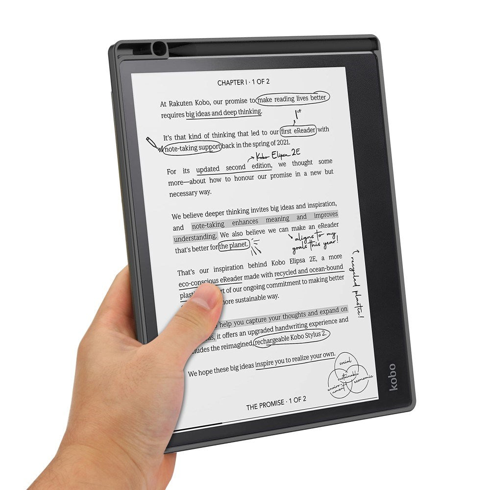 EIDERWOOD Kobo Elipsa 2E Origami Faux Leather Flip Cover m. Penneholder - Svart