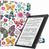 EIDERWOOD Kobo Elipsa 2E Origami Leather Flip Cover m. Penneholder - Fargerike sommerfugler og blomster