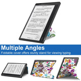 EIDERWOOD Kobo Elipsa 2E Origami Leather Flip Cover m. Penneholder - Fargerike sommerfugler og blomster