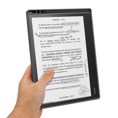 EIDERWOOD Kobo Elipsa 2E Origami Leather Flip Cover m. Penneholder - Fargerike sommerfugler og blomster