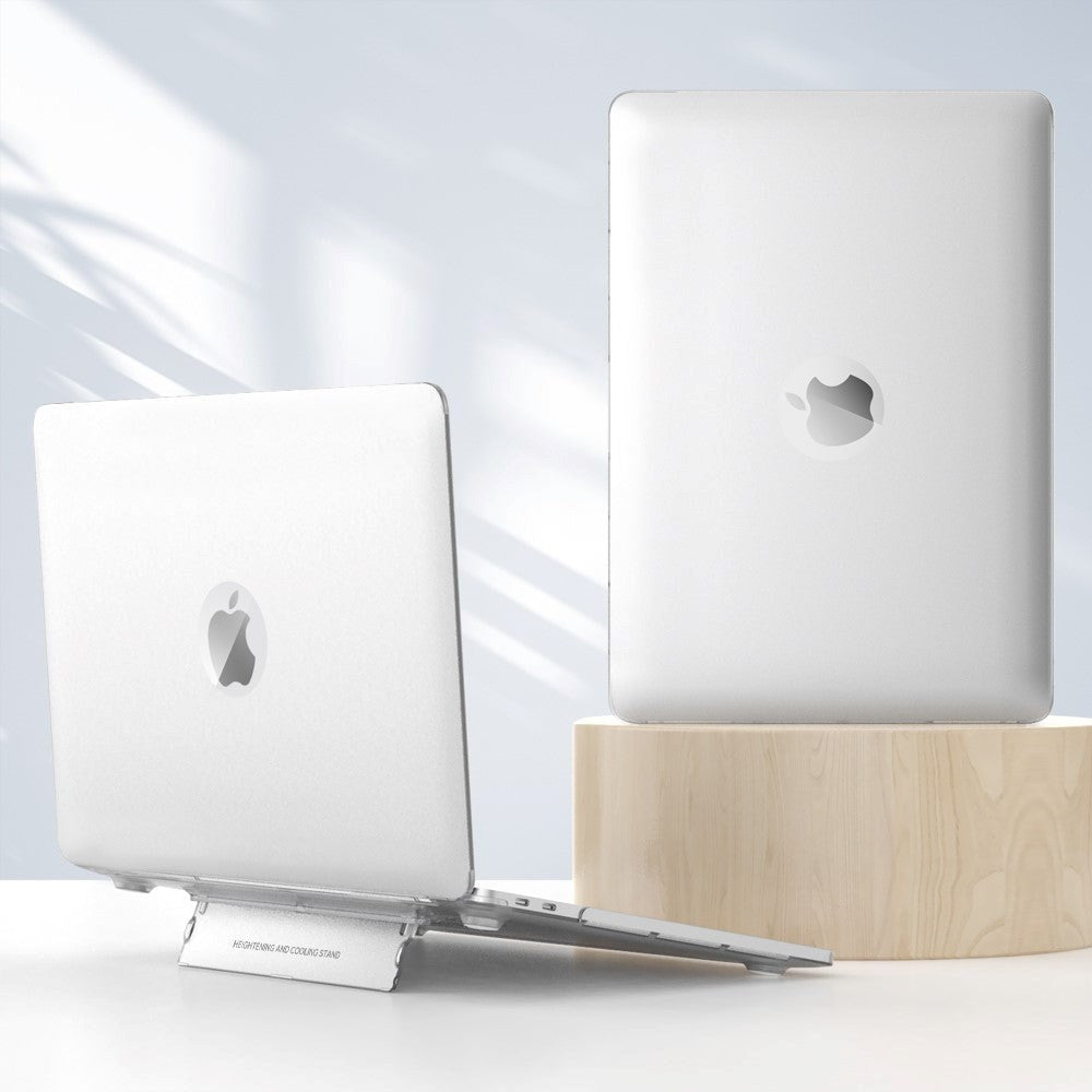 Macbook Air 13 (2018-2020) plastdeksel m. Ståfunksjon - Frosted Transparent