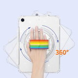 iPad 10,2" (2021 / 2020 / 2019) Bakdeksel i hardplast med håndholder, støtteben og skulderstropp - Gjennomsiktig / Glittersvart