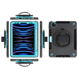 EIDERWOOD iPad Air 10,9-11" (2025-2020) / Pro 11" (2022-2018) Craftsman Cover m. Beskyttelsesfilm og håndholder - Svart / Lyseblå