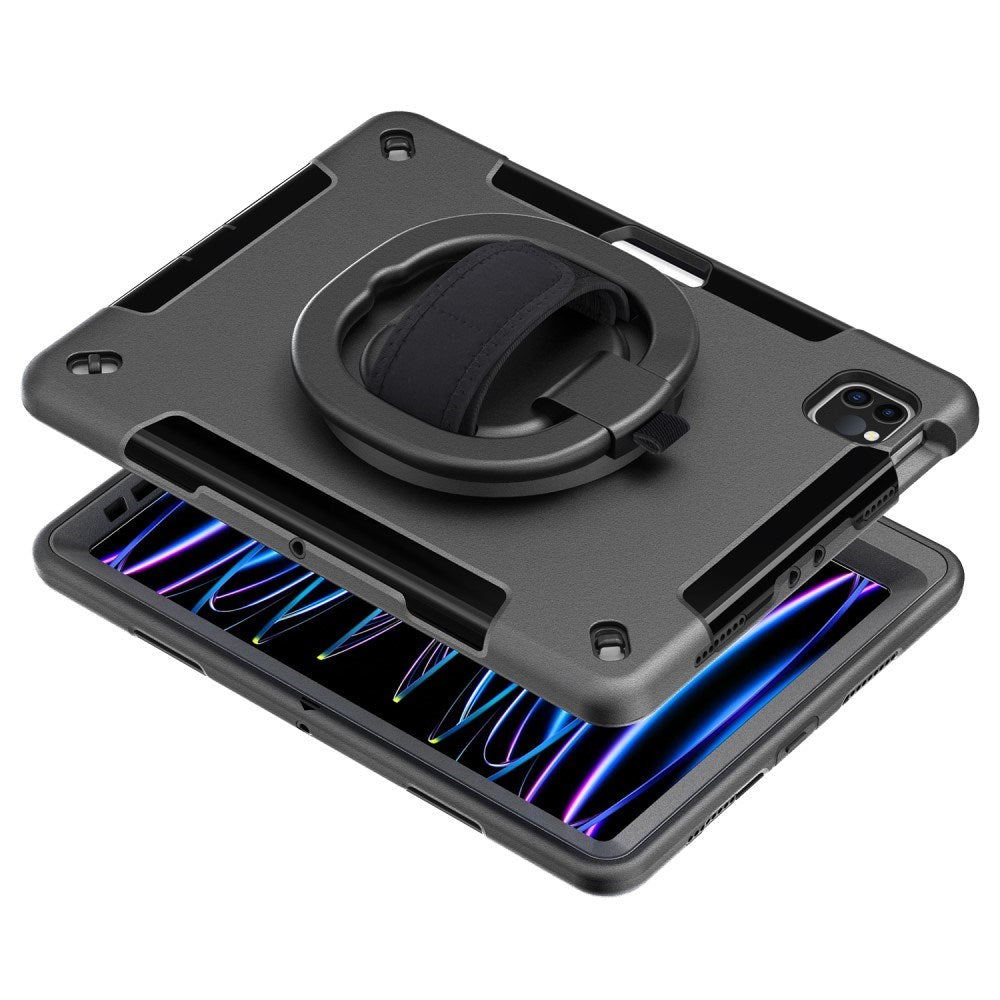 EIDERWOOD iPad Air 10,9-11" (2025-2020) / Pro 11" (2022-2018) Craftsman Cover m. Beskyttende film og håndholder - svart