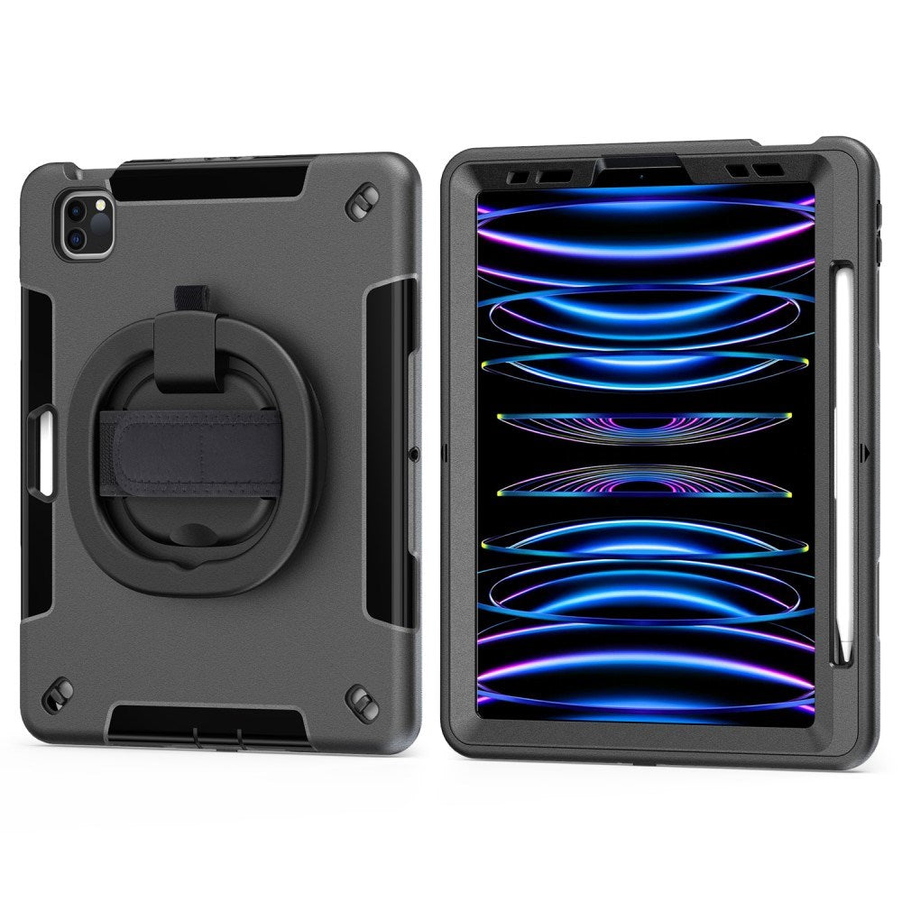 EIDERWOOD iPad Air 10,9-11" (2025-2020) / Pro 11" (2022-2018) Craftsman Cover m. Beskyttende film og håndholder - svart