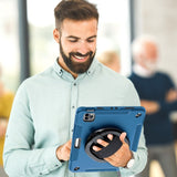 EIDERWOOD iPad Air 10,9-11" (2025-2020) / Pro 11" (2022-2018) Craftsman Cover m. Beskyttelsesfilm og håndholder - blå