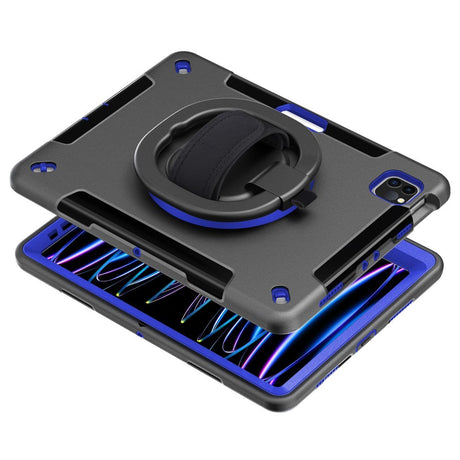 EIDERWOOD iPad Air 10,9-11" (2025-2020) / Pro 11" (2022-2018) Craftsman Cover m. Beskyttelsesfilm og håndholder - svart / koboltblå