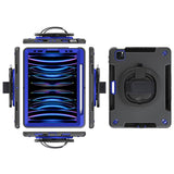 EIDERWOOD iPad Air 10.9-11" (2025-2020) / Pro 11" (2022-2018) Håndværker Cover m. Beskyttelsesfilm & Håndholder - Sort / Koboltblå