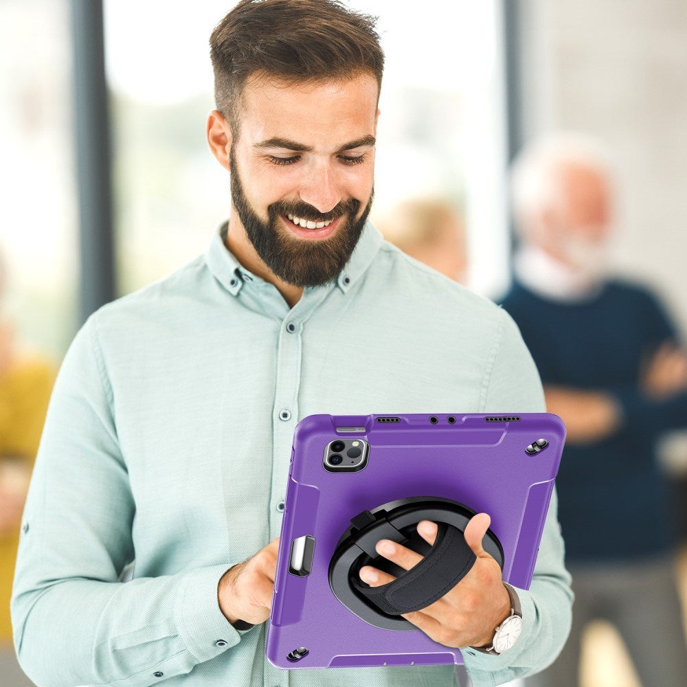 EIDERWOOD iPad Air 10.9-11" (2025-2020) / Pro 11" (2022-2018) Håndværker Cover m. Beskyttelsesfilm & Håndholder - Lilla