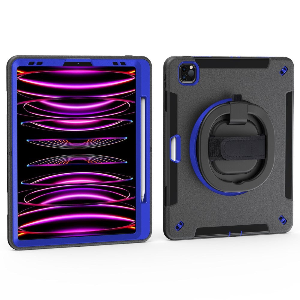 EIDERWOOD iPad Air 13" (2025 / 2024) / Pro 12.9" (2022 / 2021 / 2020 / 2018) Håndværker Cover m.  Apple Pencil Holder & Skulderstrop - Sort / Koboltblå