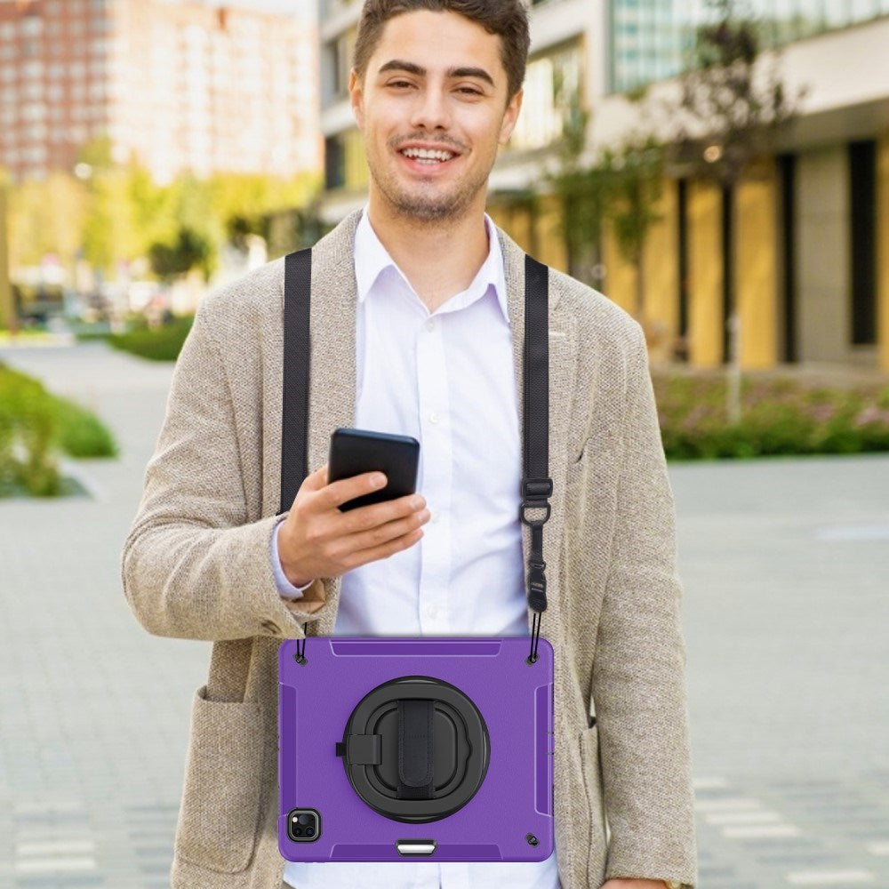 EIDERWOOD iPad Air 13" (2025 / 2024) / Pro 12.9" (2022 / 2021 / 2020 / 2018) Håndværker Cover m. Beskyttelsesfilm & Skulderstrop - Lilla