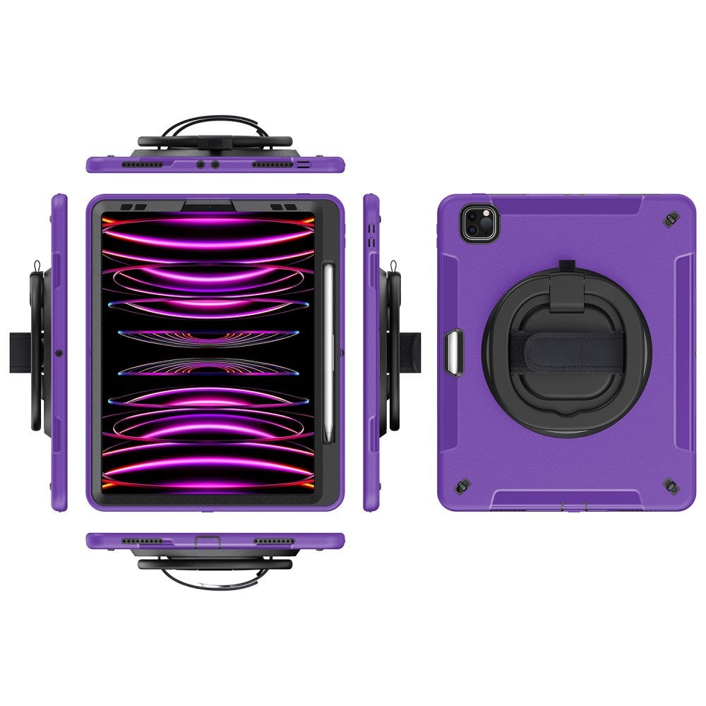 EIDERWOOD iPad Air 13" (2025 / 2024) / Pro 12.9" (2022 / 2021 / 2020 / 2018) Håndværker Cover m. Beskyttelsesfilm & Skulderstrop - Lilla