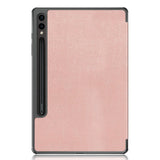 Samsung Galaxy Tab S9 Tri-Fold Leather Flip Cover m. Stativfunksjon - Rose Gold