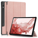 Samsung Galaxy Tab S9 Tri-Fold Leather Flip Cover m. Stativfunksjon - Rose Gold
