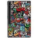 Samsung Tab S9 Ultra Tri-Fold Leather Flip Cover m. Standfunksjon - Graffiti