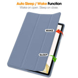 Samsung Galaxy Tab S9+ (Plus) Magnetisk Tri-Fold Leather Flip Cover m. Blyantholder - Blå