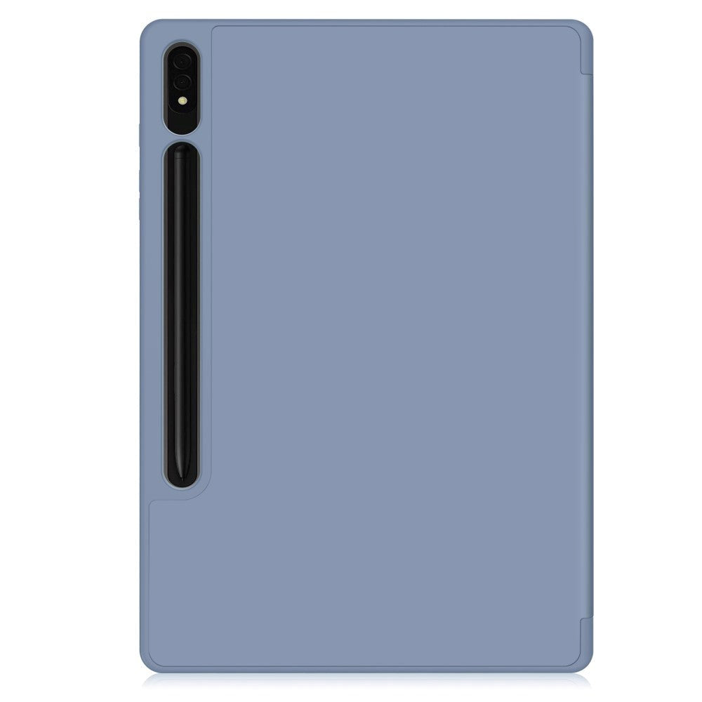 Samsung Galaxy Tab S9+ (Plus) Magnetisk Tri-Fold Leather Flip Cover m. Blyantholder - Blå