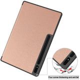 Samsung Galaxy Tab S9 Ultra Tri-Fold Leather Flip Cover m. Stativfunksjon &amp; blyantholder - Rose Gold