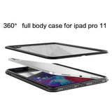 iPad Pro 11" (2022 / 2021 / 2020 / 2018) Vanntett deksel med skjermbeskytter - Gjennomsiktig / Svart