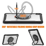 iPad 11" (2025) / iPad 10.9" (2024/2022) Håndværker Bagside Cover m. Håndholder & Kickstand - Gennemsigtig / Sort