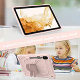 Samsung Galaxy Tab S9 Butterfly Kickstand Børne Cover m. Skulderstrop - Lyserød
