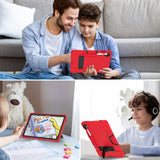 Samsung Galaxy Tab S9 / S9 FE Craftsman Cover m. Penneholder og stativ - Rød / Svart