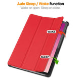 Lenovo Tab P12 Magnetic Tri-Fold Leather Flip Cover m. Blyantholder - Rød