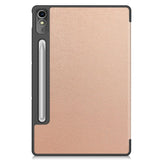 Lenovo Tab P12 Magnetisk Tri-Fold Læder Flip Cover m. Pencil Holder - Rose Gold