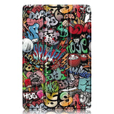 Lenovo Tab P12 Tri-Fold Leatherette Flip Cover m. Penneholder - Graffiti