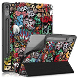 Lenovo Tab P12 Tri-Fold Leatherette Flip Cover m. Penneholder - Graffiti