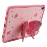 iPad 11" (2025) / iPad 10.9" (2024/2022) Barnedeksel - Butterfly Kickstand Silikondeksel m. Skulderstropp - Rosa