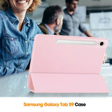 Samsung Galaxy Tab S9 FE Magnetisk Tri-Fold Leather Flip Cover m. Blyantholder - Rosa