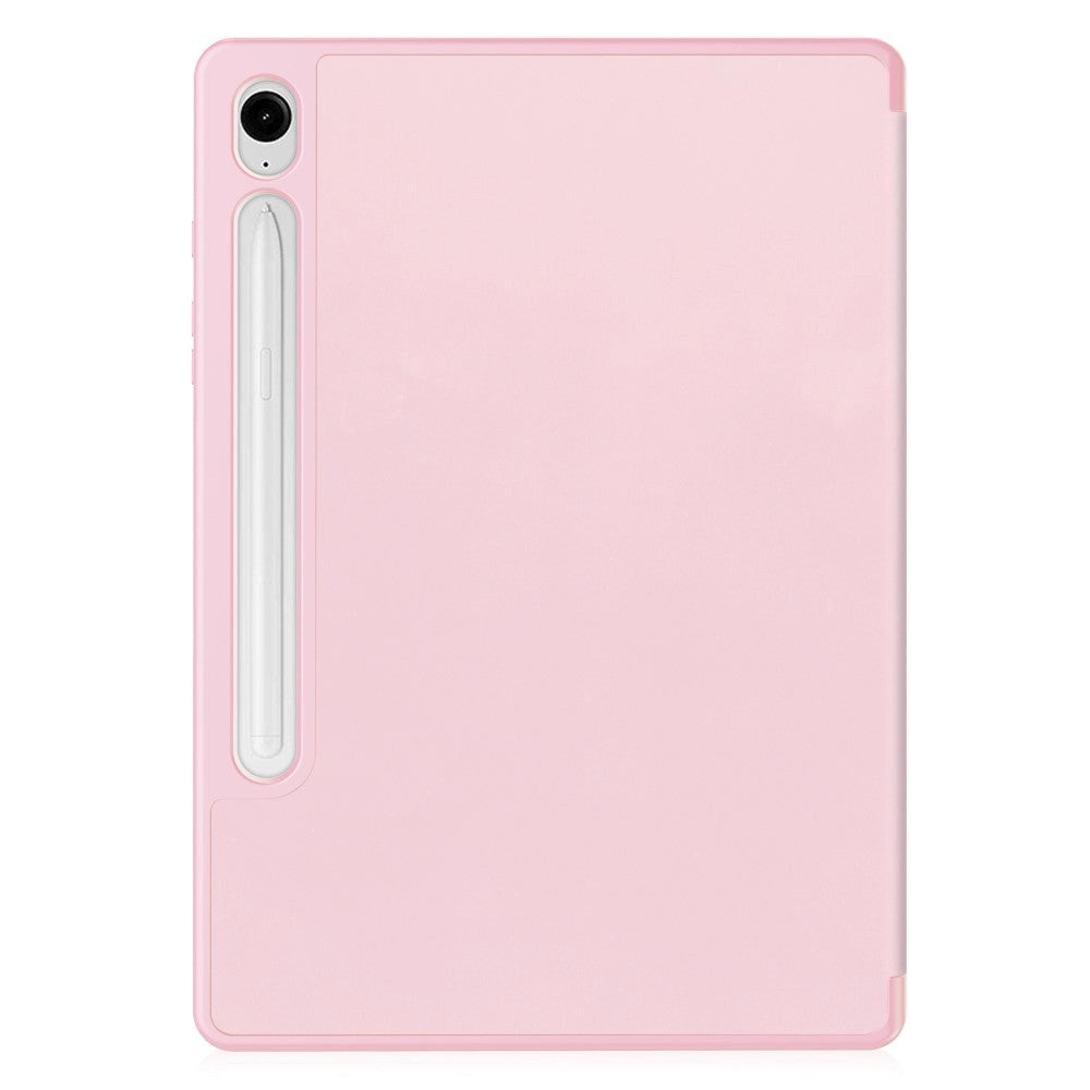 Samsung Galaxy Tab S9 FE Magnetisk Tri-Fold Leather Flip Cover m. Blyantholder - Rosa