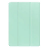 Samsung Galaxy Tab S9 FE Magnetisk Tri-Fold Leather Flip Cover m. Blyantholder - Mintgrønn