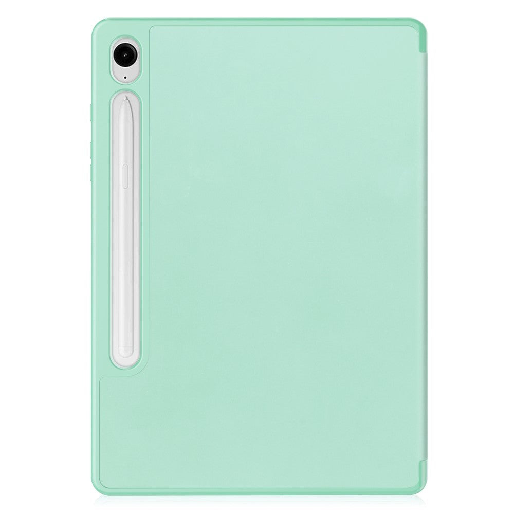 Samsung Galaxy Tab S9 FE Magnetisk Tri-Fold Leather Flip Cover m. Blyantholder - Mintgrønn