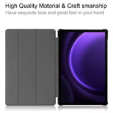 Samsung Galaxy Tab S9 FE Tri-Fold Leather Flip Cover m. Stativfunksjon - Sort