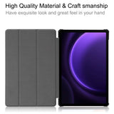 Samsung Galaxy Tab S9 FE Tri-Fold Leather Flip Cover m. Stativfunksjon - Rød