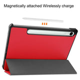 Samsung Galaxy Tab S9 FE Tri-Fold Leather Flip Cover m. Stativfunksjon - Rød