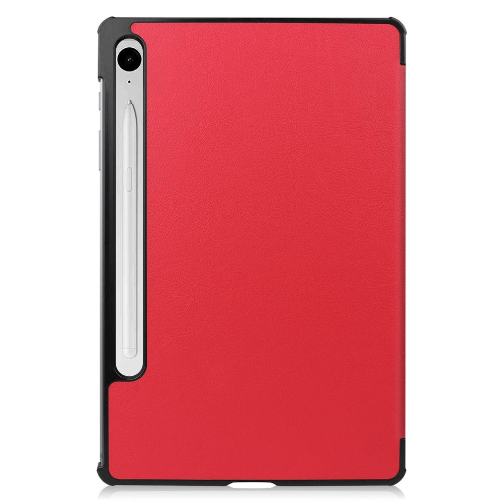 Samsung Galaxy Tab S9 FE Tri-Fold Leather Flip Cover m. Stativfunksjon - Rød
