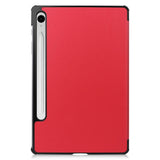 Samsung Galaxy Tab S9 FE Tri-Fold Leather Flip Cover m. Stativfunksjon - Rød