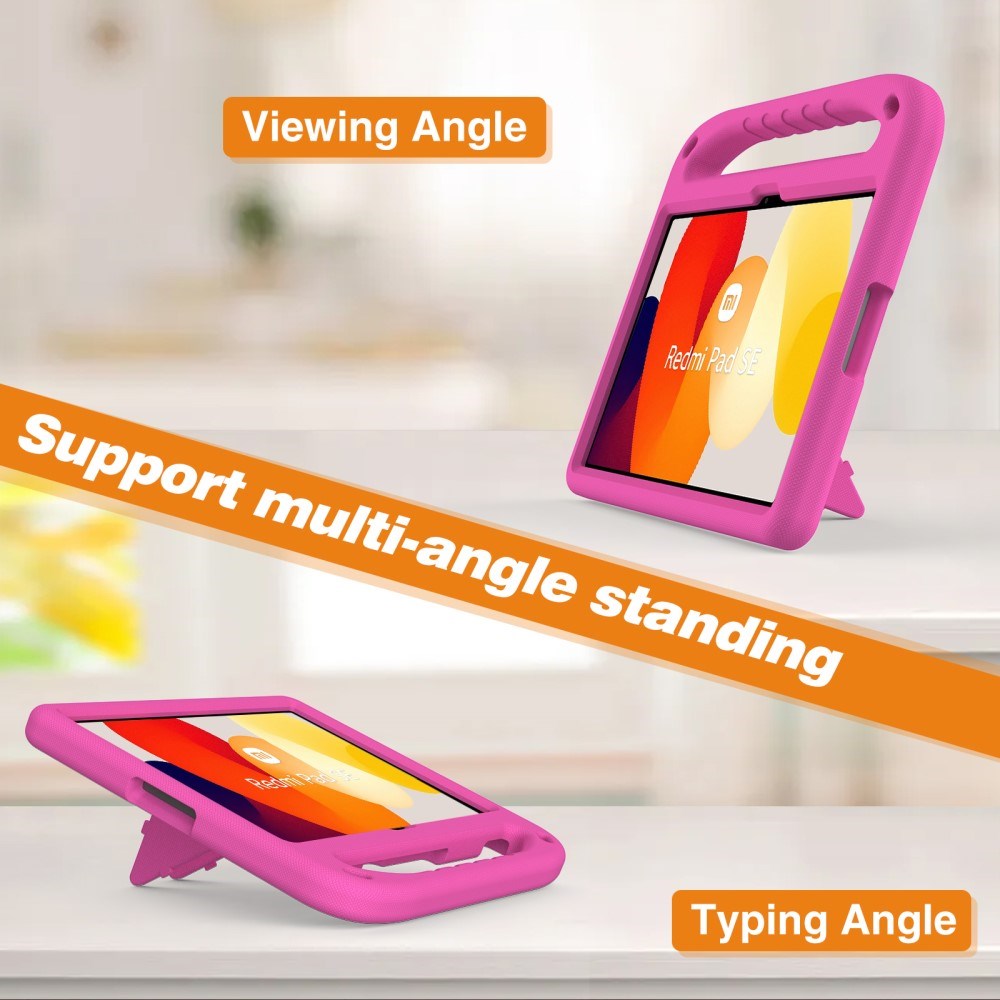 EIDERWOOD Xiaomi Redmi Pad SE nettbrettdeksel Anti-Drop m. Stativfunksjon og håndtak - Rosa