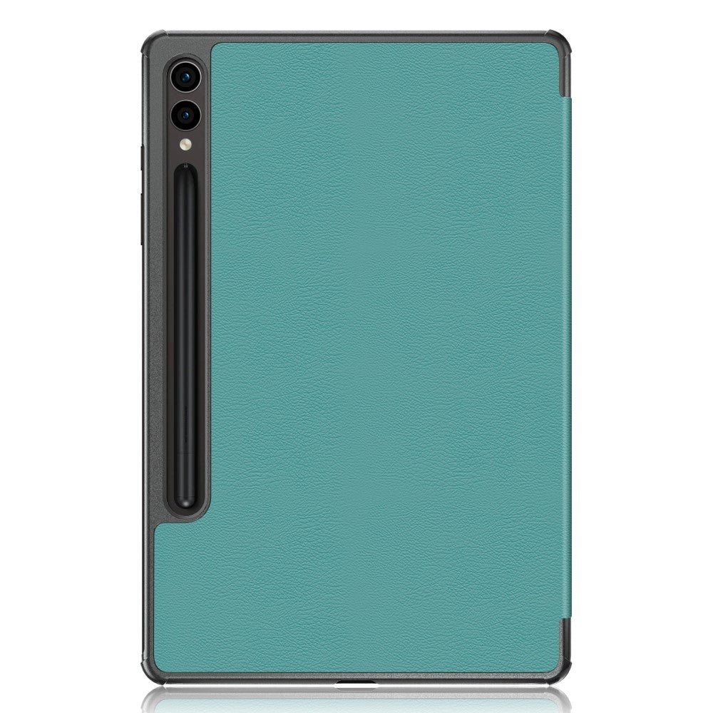 Samsung Galaxy Tab S9 FE + (pluss) Tri-Fold Leather Flip Cover m. Stativfunksjon - Grønn